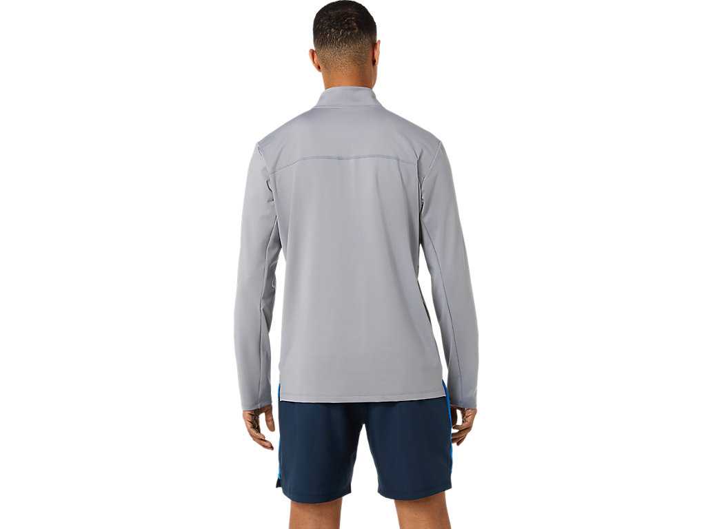 Koszulki Męskie Asics Ready-set Half Zip Szare | 93468-UYTN