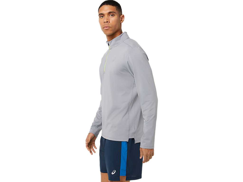 Koszulki Męskie Asics Ready-set Half Zip Szare | 93468-UYTN