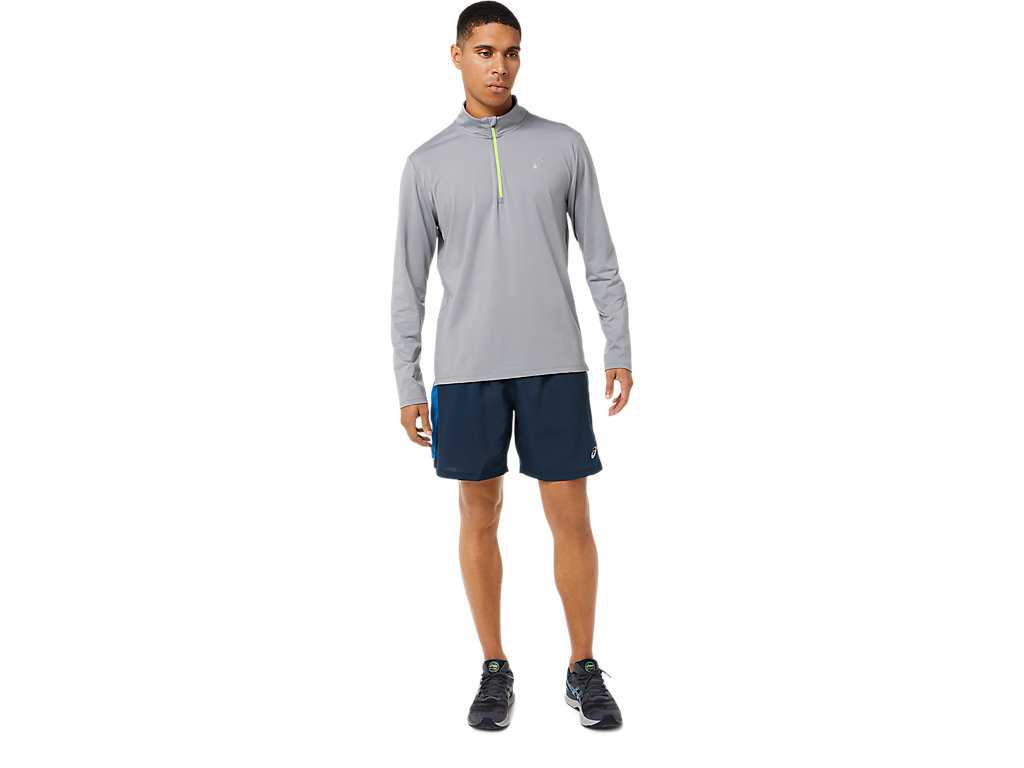 Koszulki Męskie Asics Ready-set Half Zip Szare | 93468-UYTN