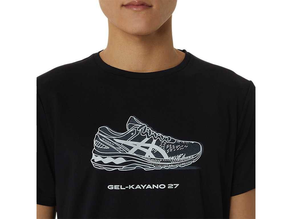 Koszulki Męskie Asics Shoe Graphic Czarne | 73219-SQAV