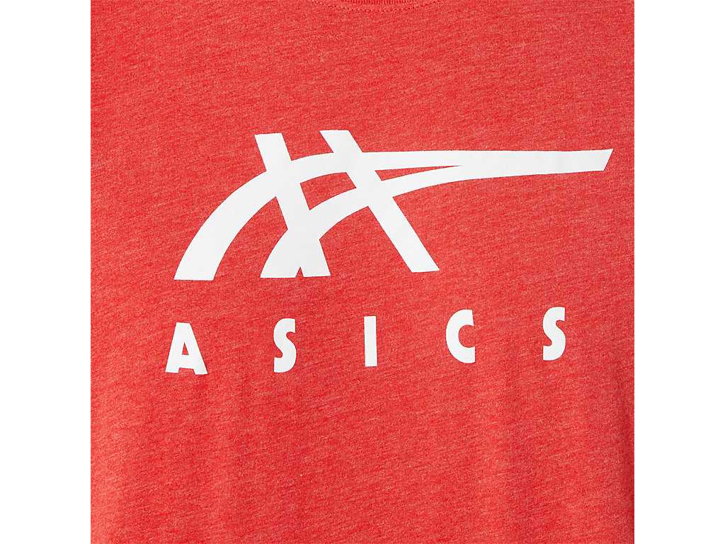 Koszulki Męskie Asics Stripe Czerwone | 98257-ZMLA