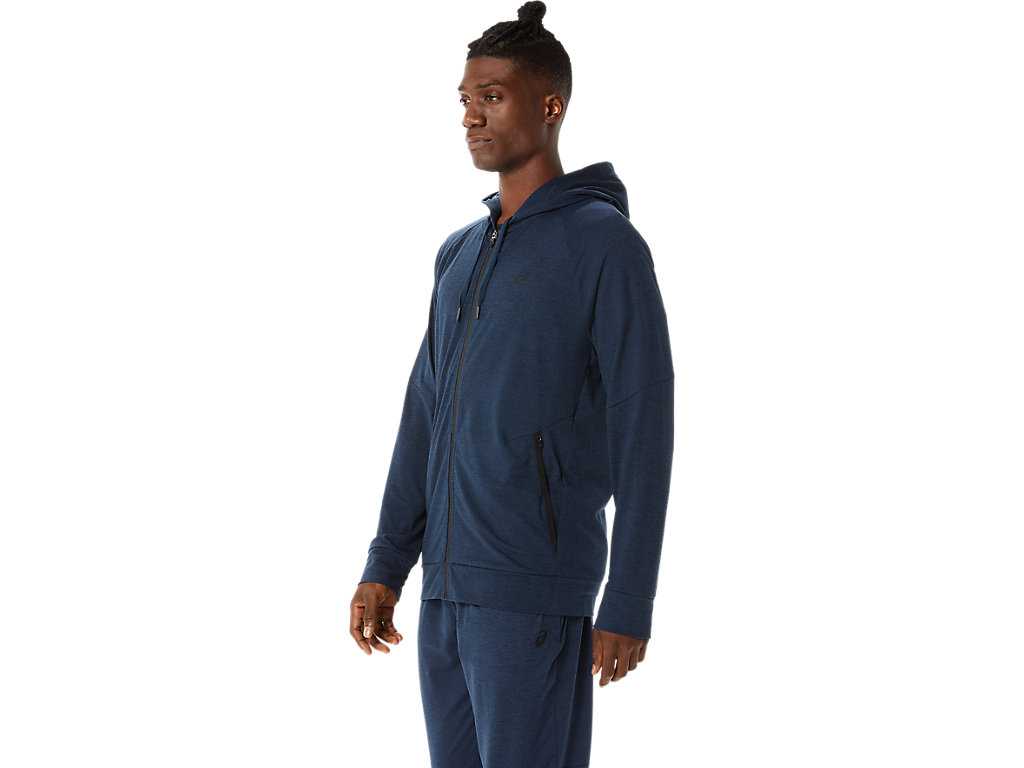 Koszulki Męskie Asics Tech Full Zip Niebieskie | 05492-STWL