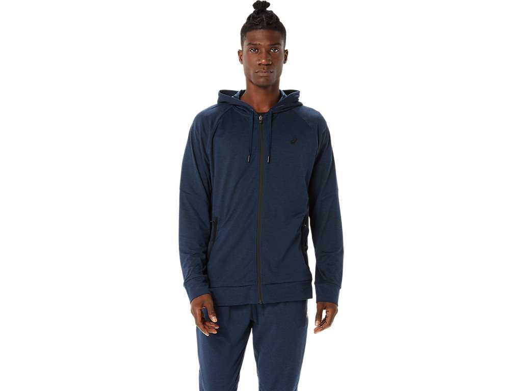 Koszulki Męskie Asics Tech Full Zip Niebieskie | 05492-STWL