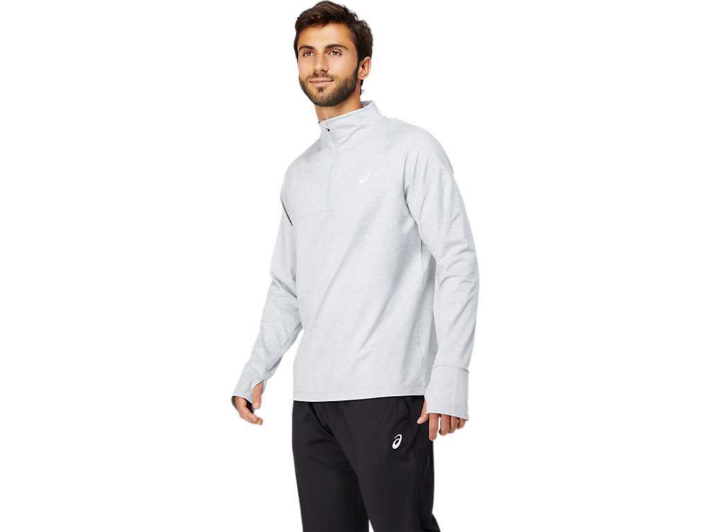 Koszulki Męskie Asics Thermopolis Quarter Zip Głęboka Szare | 21035-WLPS