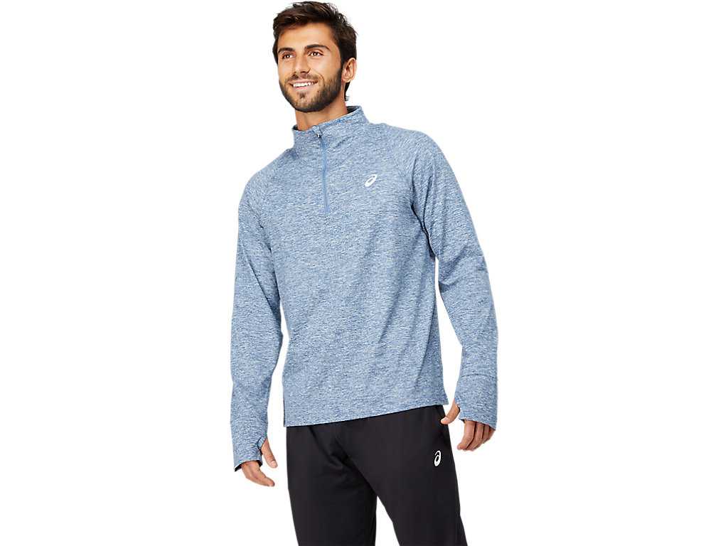 Koszulki Męskie Asics Thermopolis Quarter Zip Niebieskie | 25148-FAJX