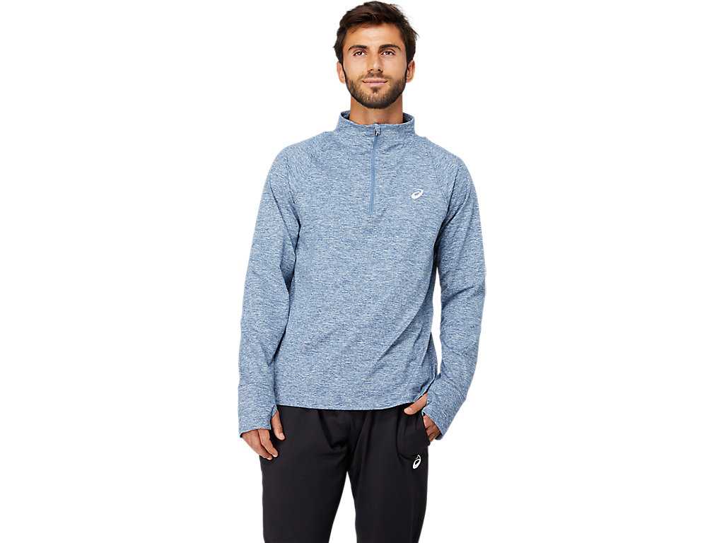 Koszulki Męskie Asics Thermopolis Quarter Zip Niebieskie | 25148-FAJX