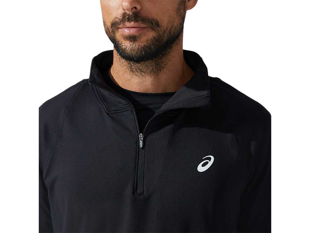 Koszulki Męskie Asics Thermopolis Quarter Zip Czarne | 83251-QSMF