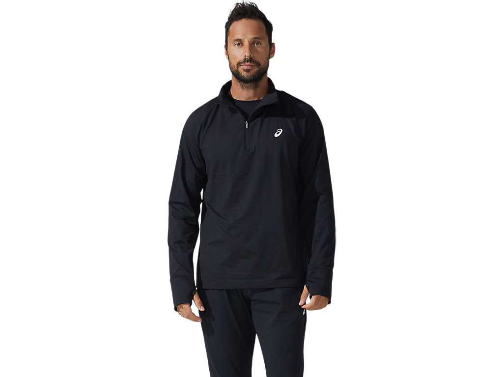 Koszulki Męskie Asics Thermopolis Quarter Zip Czarne | 83251-QSMF