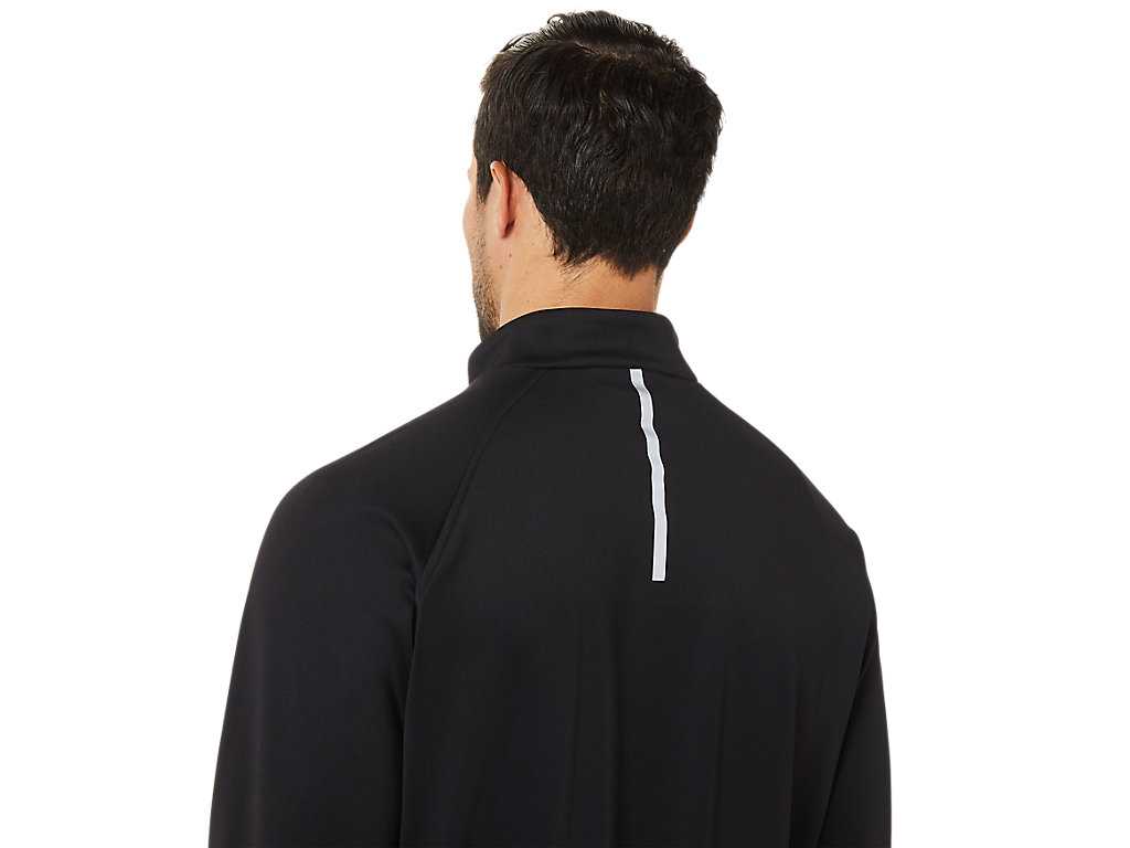 Koszulki Męskie Asics Thermopolis Zimowe 1/2 Zip Czarne | 30581-LEYT