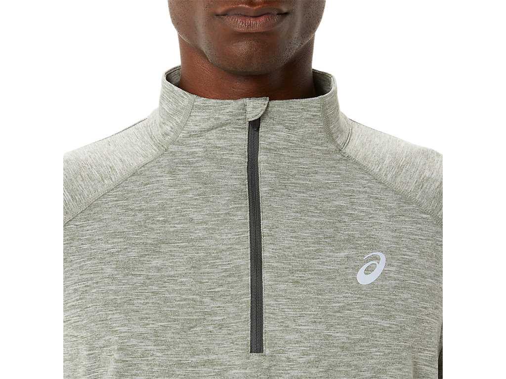 Koszulki Męskie Asics Train Sana 1/2 Zip Zielone | 54870-GUFK