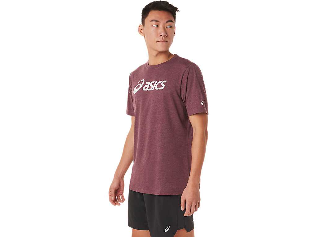 Koszulki Męskie Asics Xg Lockup Logo Ciemny Czerwone | 37269-ILZU