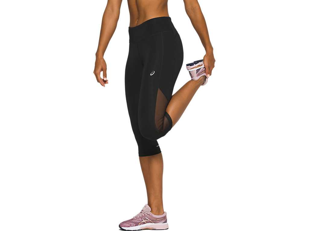 Legginsy Damskie Asics Capri Czarne | 70415-EWUV