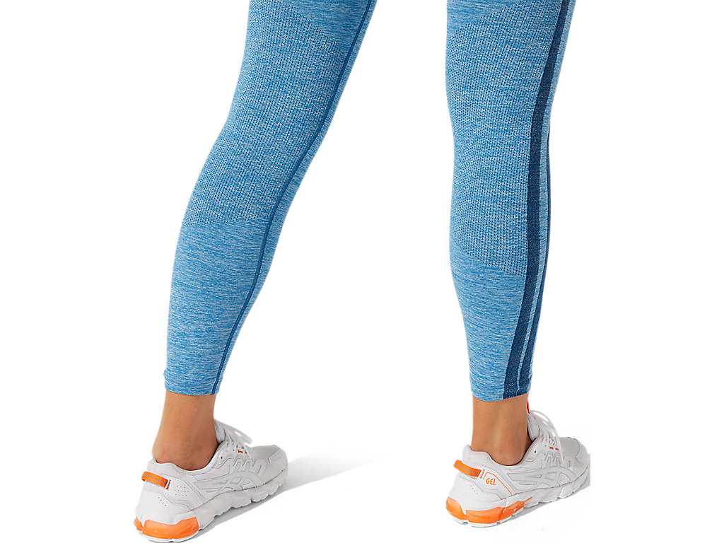 Legginsy Damskie Asics Cropped Logo Seamless Niebieskie Niebieskie | 51908-QWSC