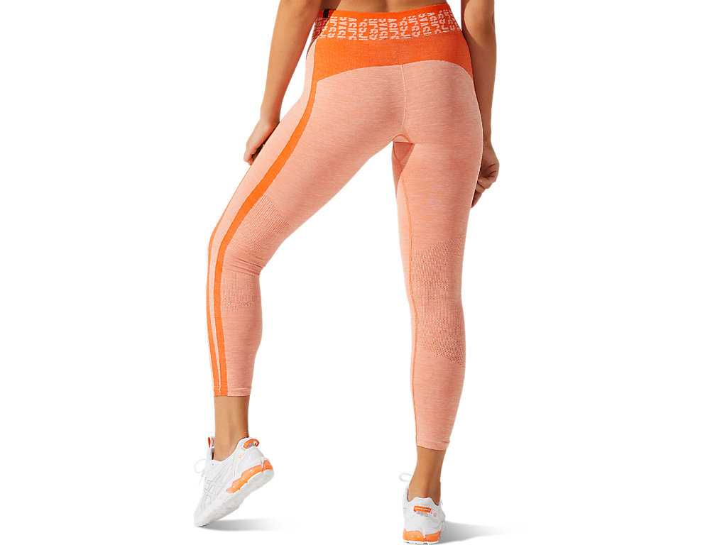 Legginsy Damskie Asics Cropped Logo Seamless Pomarańczowe Pomarańczowe Koralowe | 56498-KAEX