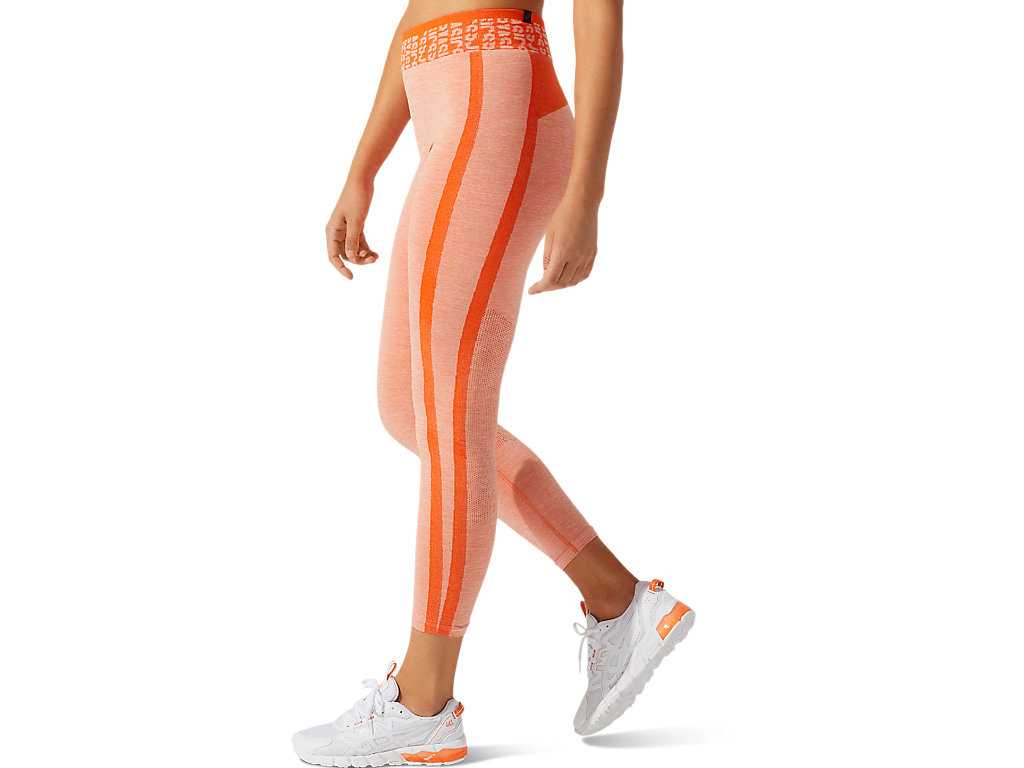 Legginsy Damskie Asics Cropped Logo Seamless Pomarańczowe Pomarańczowe Koralowe | 56498-KAEX