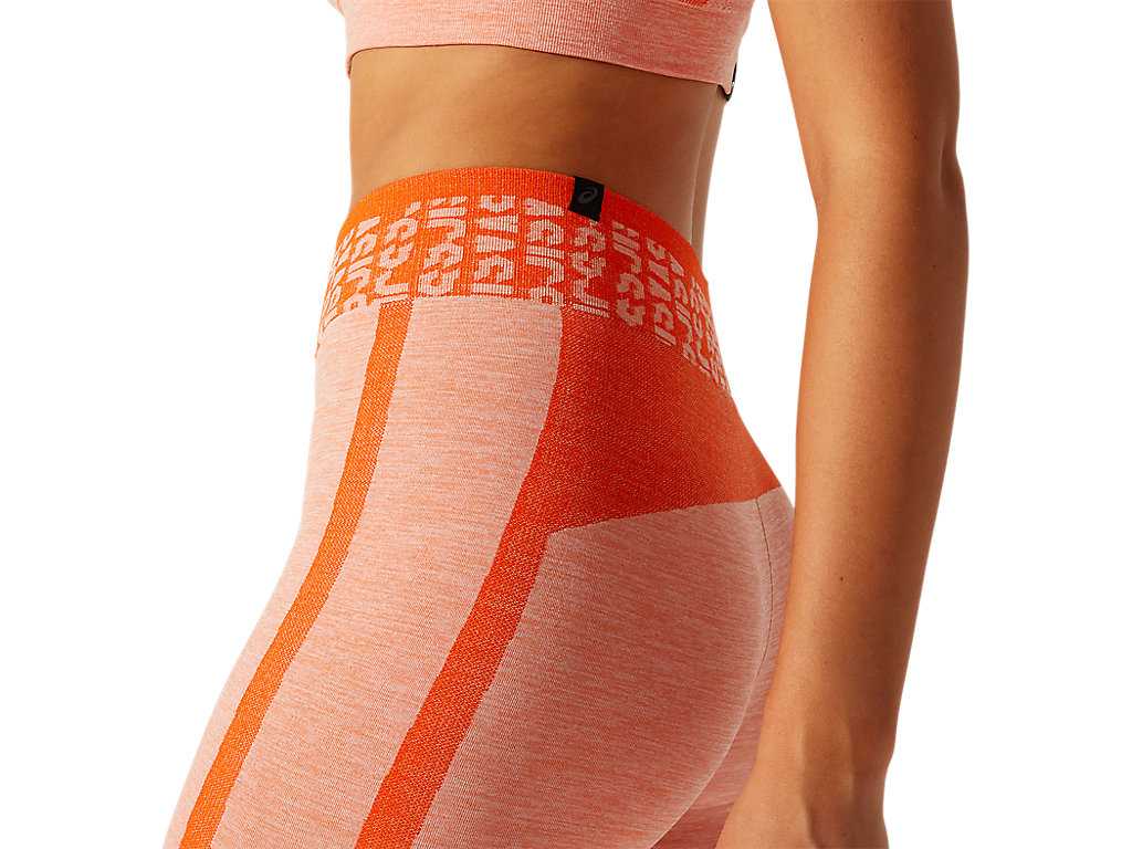 Legginsy Damskie Asics Cropped Logo Seamless Pomarańczowe Pomarańczowe Koralowe | 56498-KAEX