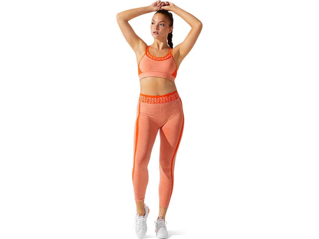 Legginsy Damskie Asics Cropped Logo Seamless Pomarańczowe Pomarańczowe Koralowe | 56498-KAEX