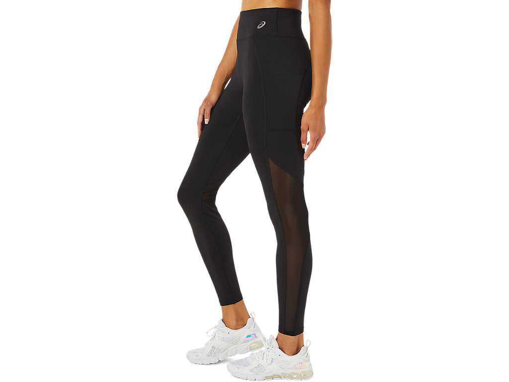 Legginsy Damskie Asics Mesh Block Czarne | 01385-ITHV