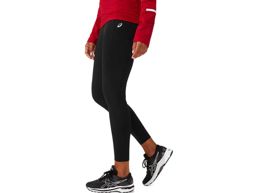 Legginsy Damskie Asics Performance Pocket Czarne | 25831-ZRPA