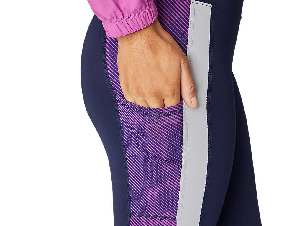 Legginsy Damskie Asics Performance Printri Granatowe Fioletowe Szare | 30481-NVMC