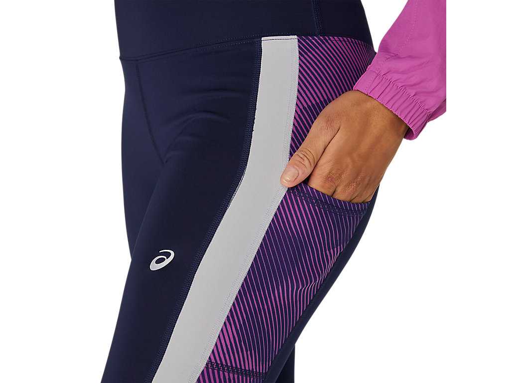 Legginsy Damskie Asics Performance Printri Granatowe Fioletowe Szare | 30481-NVMC