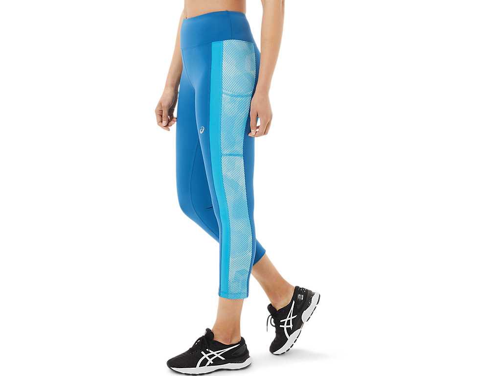 Legginsy Damskie Asics Performance Printri Niebieskie Głęboka Turkusowe Głęboka Turkusowe | 85762-WFHY