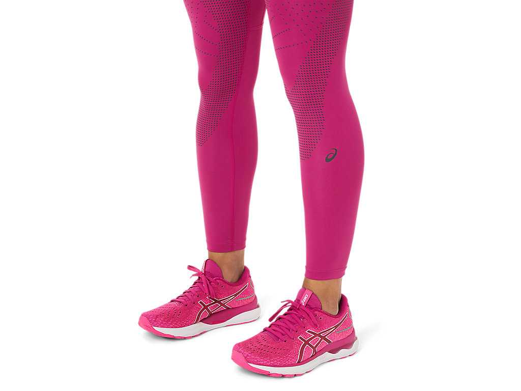 Legginsy Damskie Asics Szosowe Balance Fuksja Czerwone Jasny Fioletowe | 39087-FEVJ