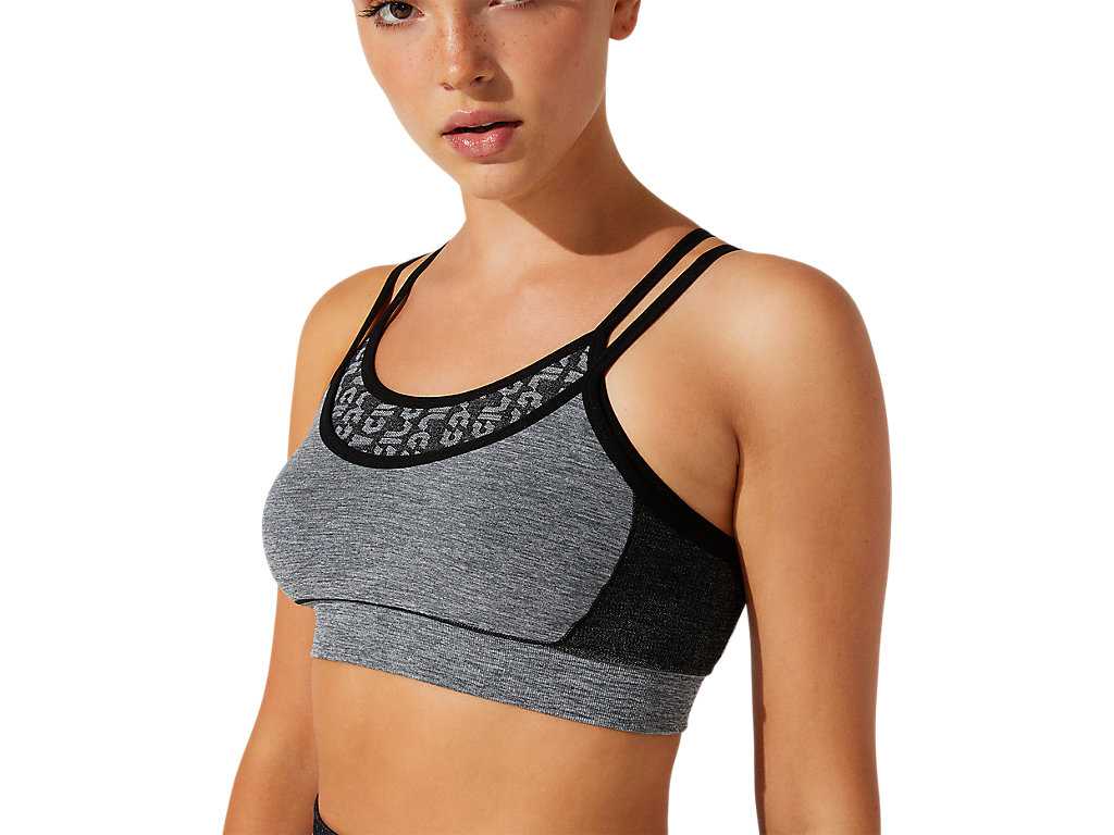 Staniki Sportowe Damskie Asics Cropped Logo Seamless Czarne Jasny Szare | 18029-KSOU