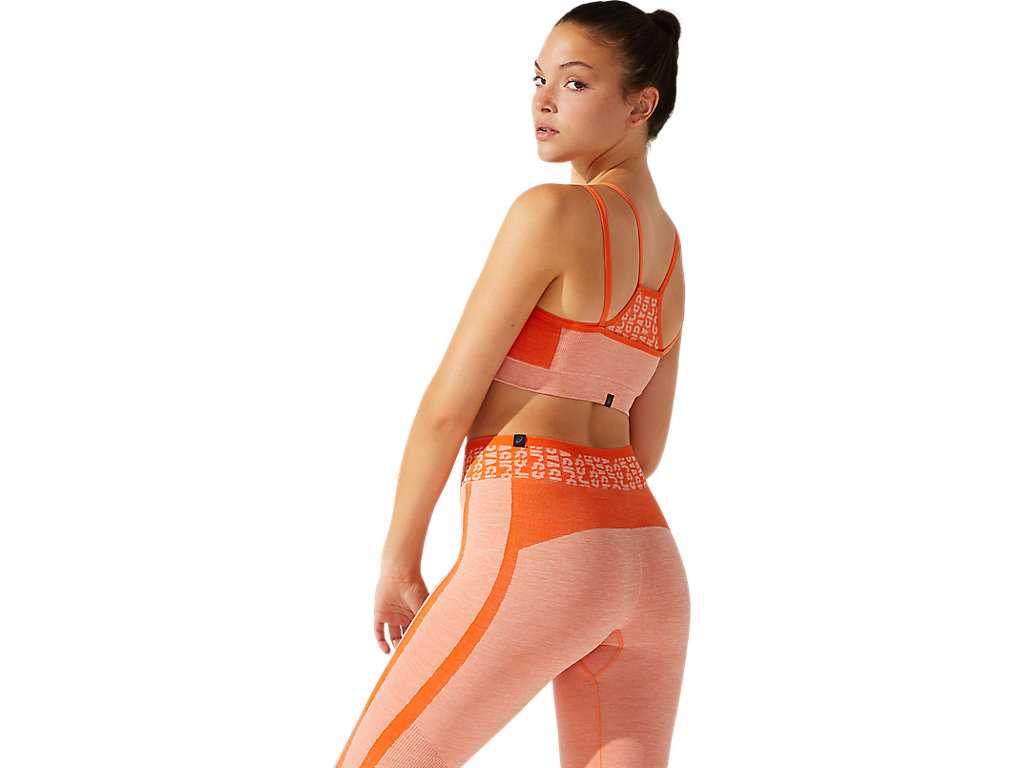 Staniki Sportowe Damskie Asics Cropped Logo Seamless Pomarańczowe Pomarańczowe Koralowe | 20685-FTQL