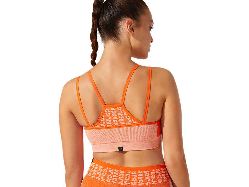 Staniki Sportowe Damskie Asics Cropped Logo Seamless Pomarańczowe Pomarańczowe Koralowe | 20685-FTQL