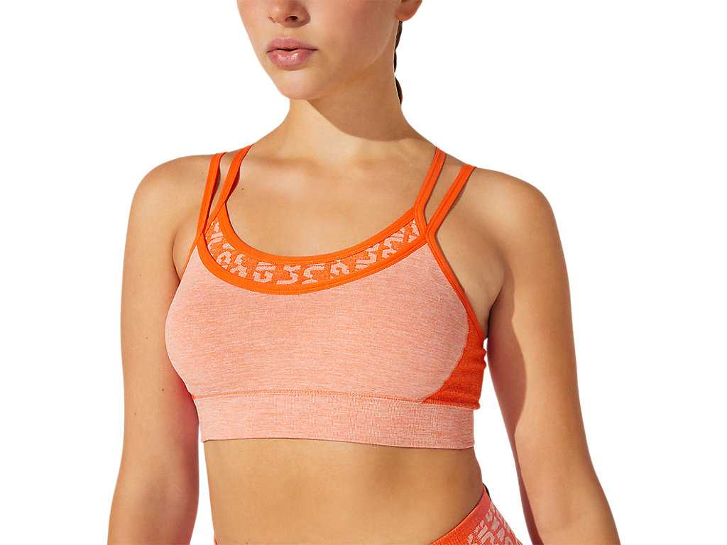 Staniki Sportowe Damskie Asics Cropped Logo Seamless Pomarańczowe Pomarańczowe Koralowe | 20685-FTQL