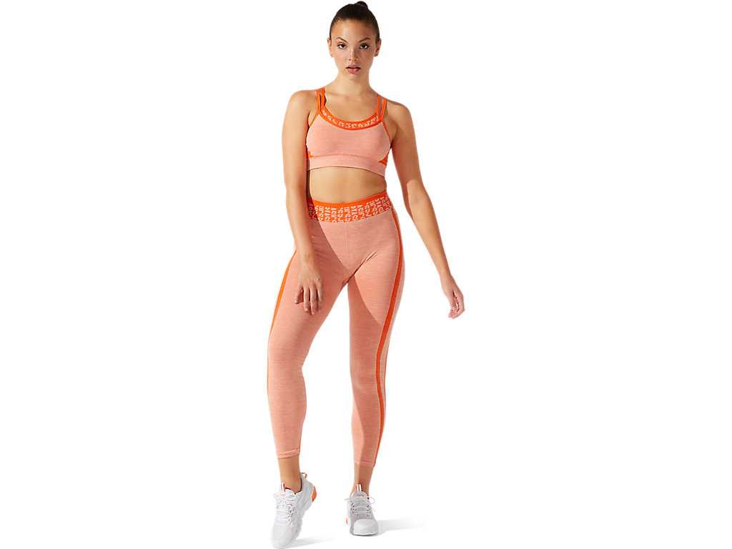 Staniki Sportowe Damskie Asics Cropped Logo Seamless Pomarańczowe Pomarańczowe Koralowe | 20685-FTQL