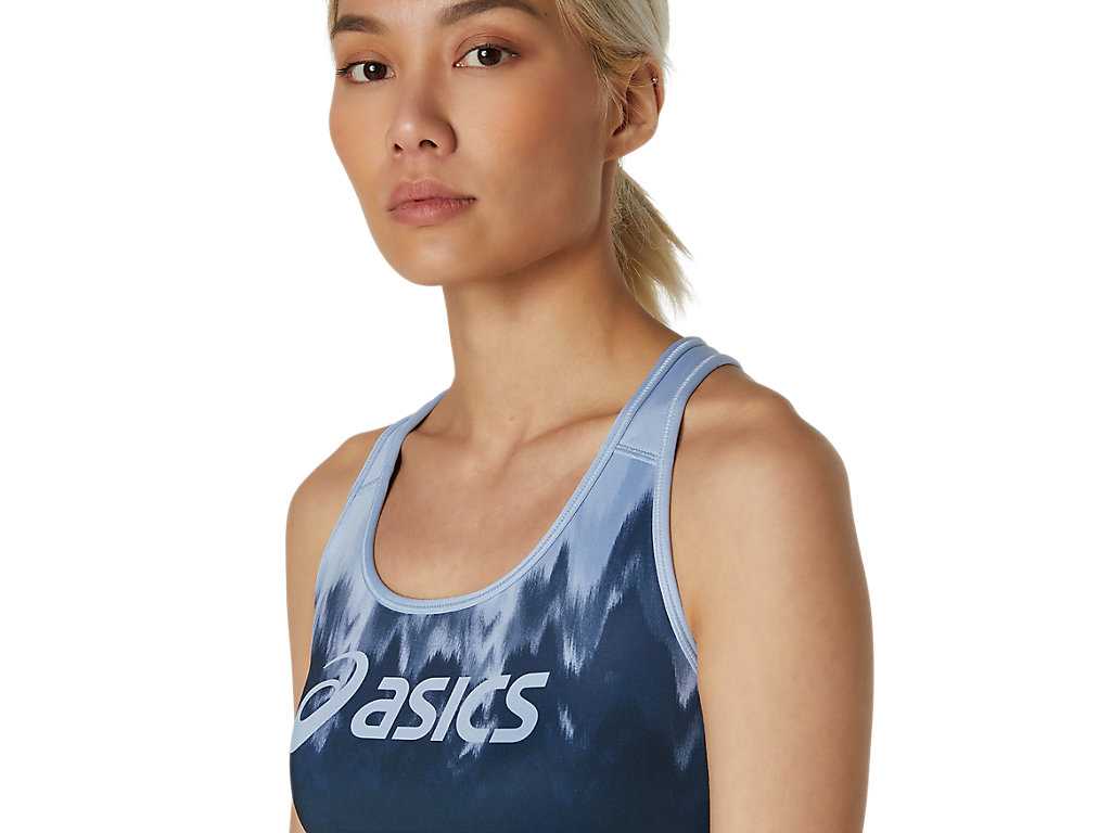 Staniki Sportowe Damskie Asics Logo Kasane Białe Niebieskie | 64207-SRWG