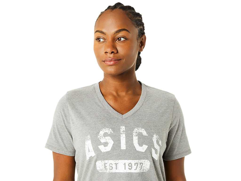 Szorty Damskie Asics Est 1977 V-neck Szare | 95480-HIAL